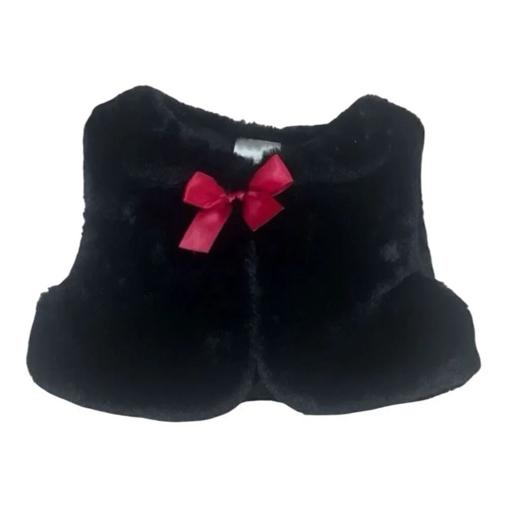Baby Girls Black Faux Fur Tank Vest Size 18 Months Warm Outerwear Infant Toddler